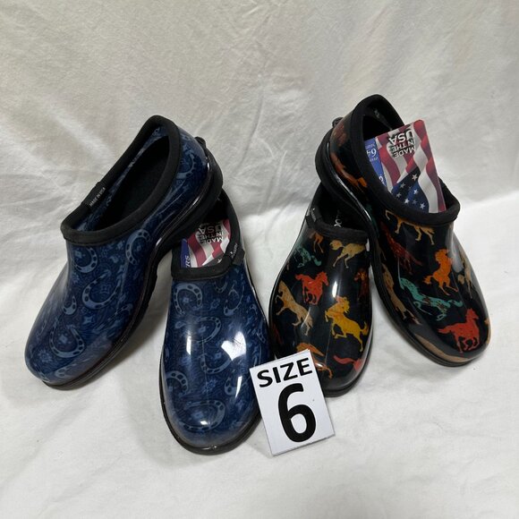 Two for One Price! Sloggers Waterproof Rain Shoes, Blue Horseshoe & Horses Black - Picture 4 of 4